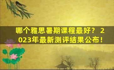 哪个雅思暑期课程最好？ 2023年最新测评结果公布！